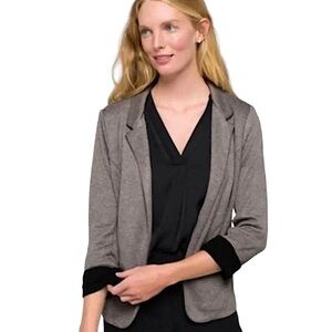NWT SKIES ARE BLUE STITCHFIX Asa Knit Open Front Gray Blazer Jacket Size Large